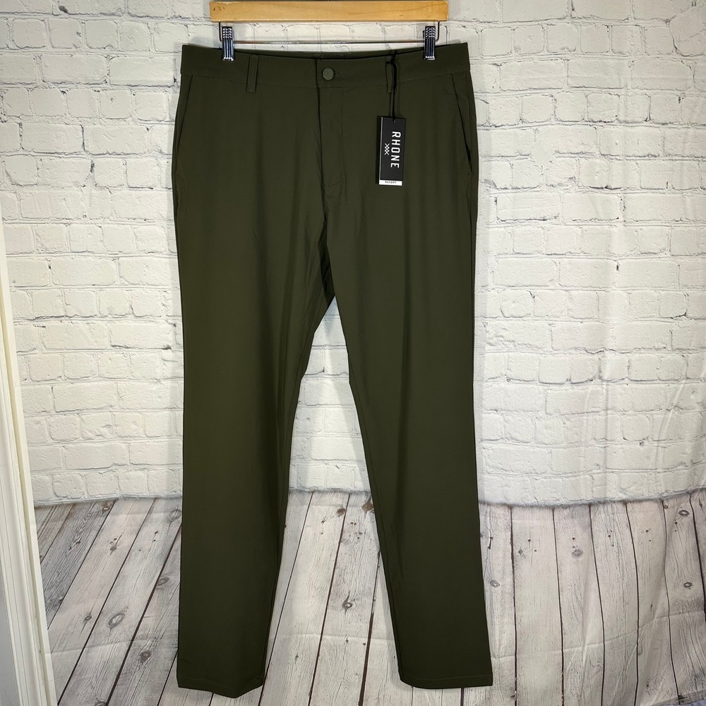 NEW Rhone Resort Pant Slim Mens 35 Survivor Green Italian Stretch 100999-305-35